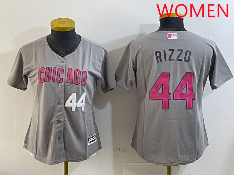 Women Chicago Cubs #44 Rizzo Grey Fashion Game 2025 Nike MLB Jersey style 7->women mlb jersey->Women Jersey